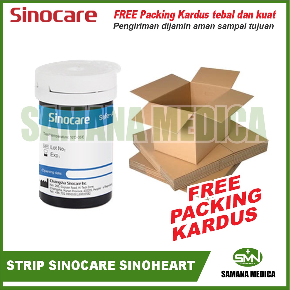 Sinocare Sinoheart Strip Glukosa Safe-Accu isi 25 ORIGINAL FREE PACKING DOS