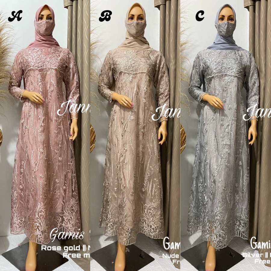 Kebaya Gamis / Gamis Ratu / Kebaya Modern / Rose Gold / Nude / Silver / Mocca/ Navy / Maroon
