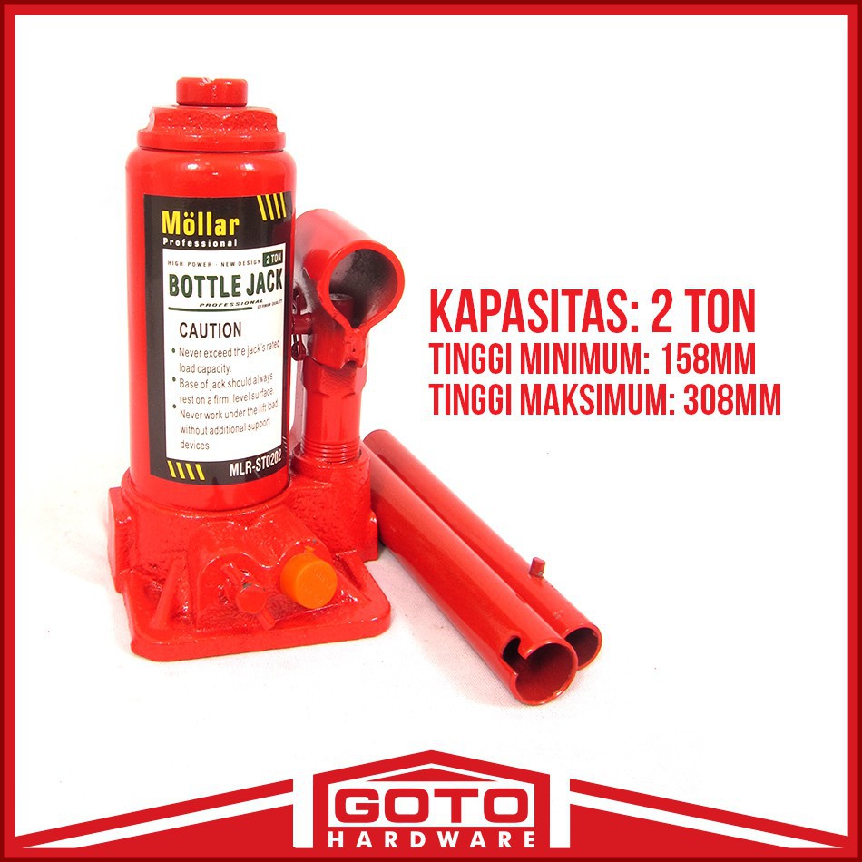 MOLLAR Dongkrak Botol 2 Ton Hydraulic Jack Mobil Box PVC 2Ton Mollar ~