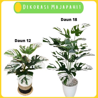 TANAMAN HIAS MONSTERA VARIEGATA ARTIFICIAL CABANG 18 TANAMAN BUNGA PALSU TANGKAI 18 BUNGA LATEX