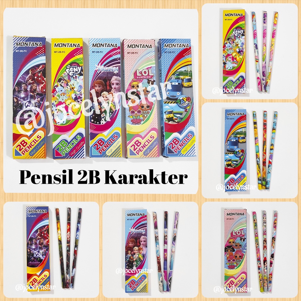 

Pensil kayu 2b (isi 12 pensil)/ Pensil 2B/ Pencil 2B karakter