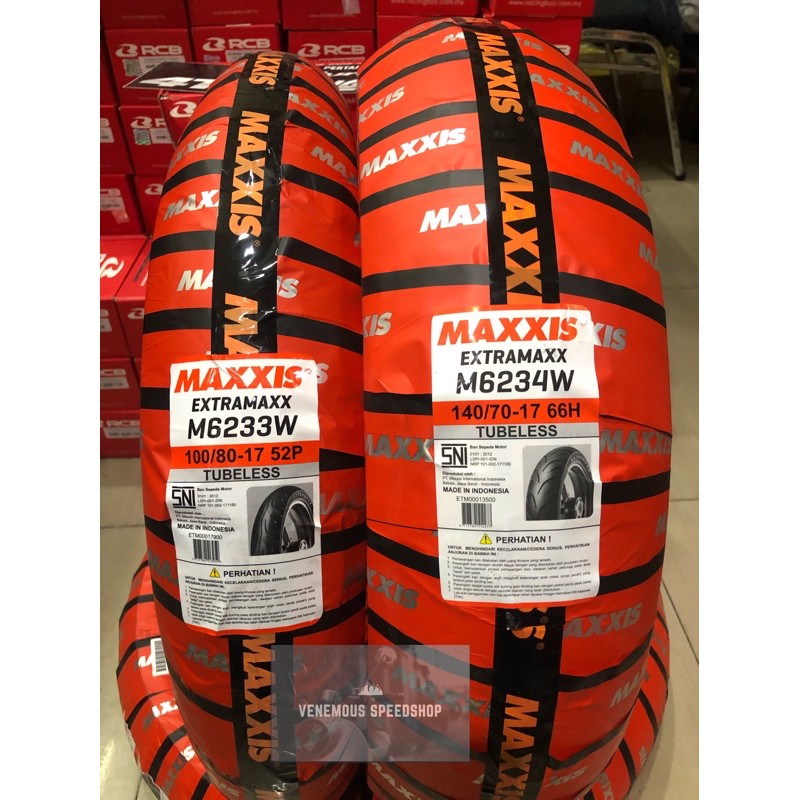 Ban Maxxis Extramaxx Ukuran 100/80-17 dan 140/70-17 (Tubeless) Standar