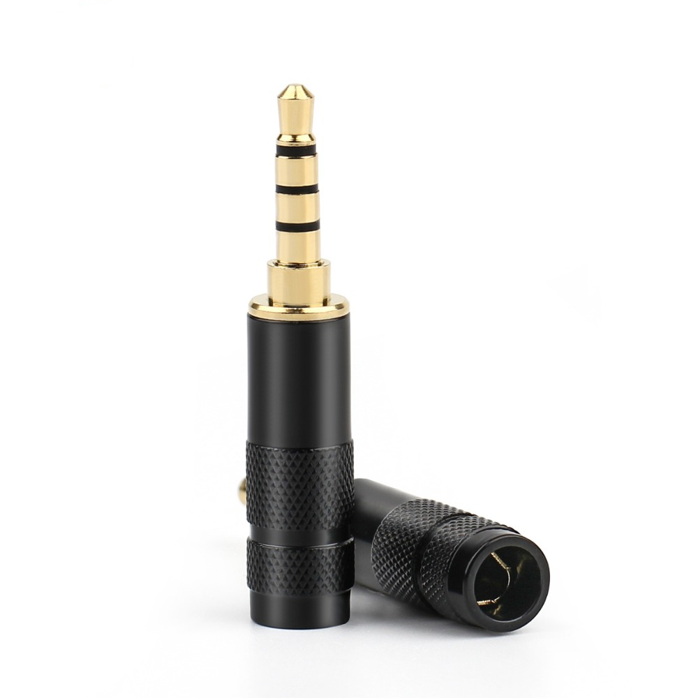 3.5mm 3 / 4 Poles Earphone Plug Straight Audio Jack Headphone 6.0mm Stereo Adapter Gold Plated Male Solder Line Connector