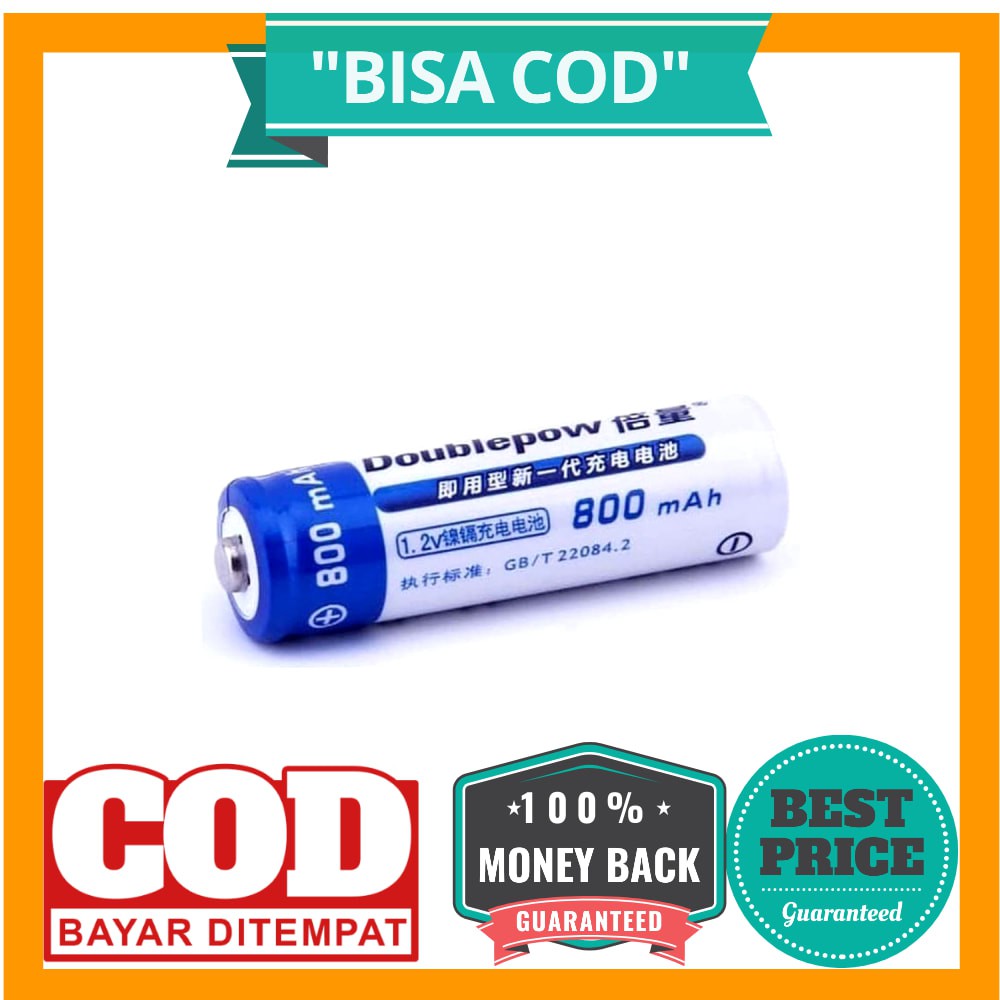 DOUBLEPOW Batu Baterai Alkaline Rechargeable AA 800mAh 2 PCS