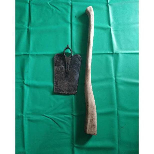 Cangkul kecil baja asli plus gagang kayu