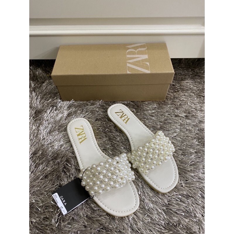 zara suede pearly flats