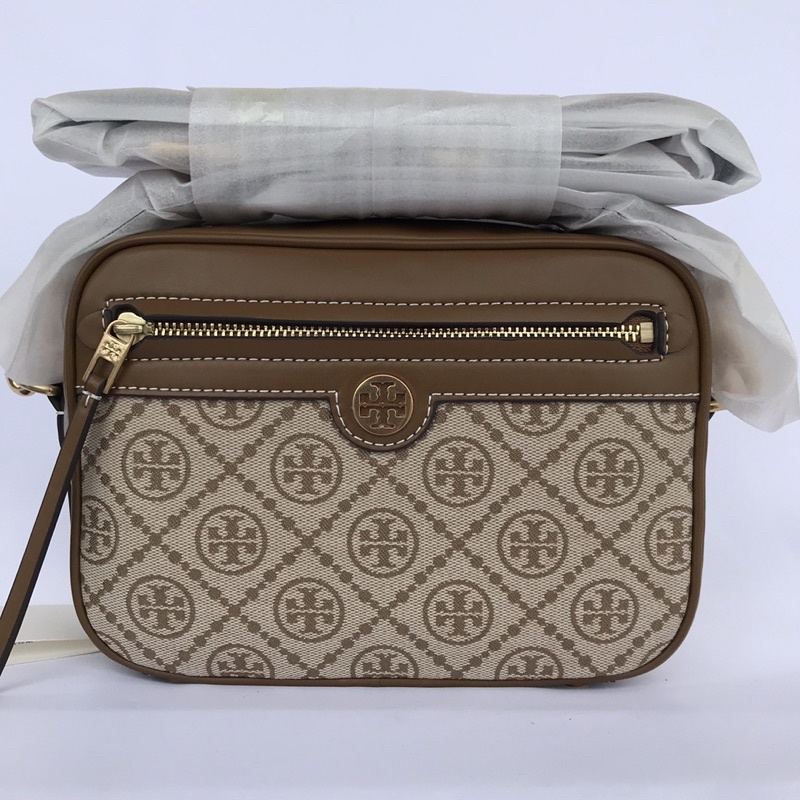 TB T Monogram Jacquard Camera Bag brown