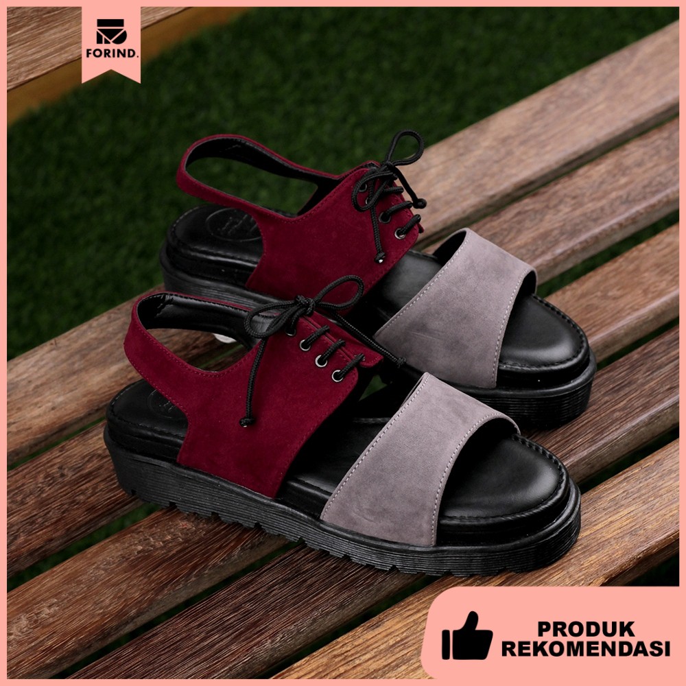 Kawai Maroon | Sandal Slide Platform Simpel Wanita Cewek Women Sandals Footwear | FORIND x Favshoes