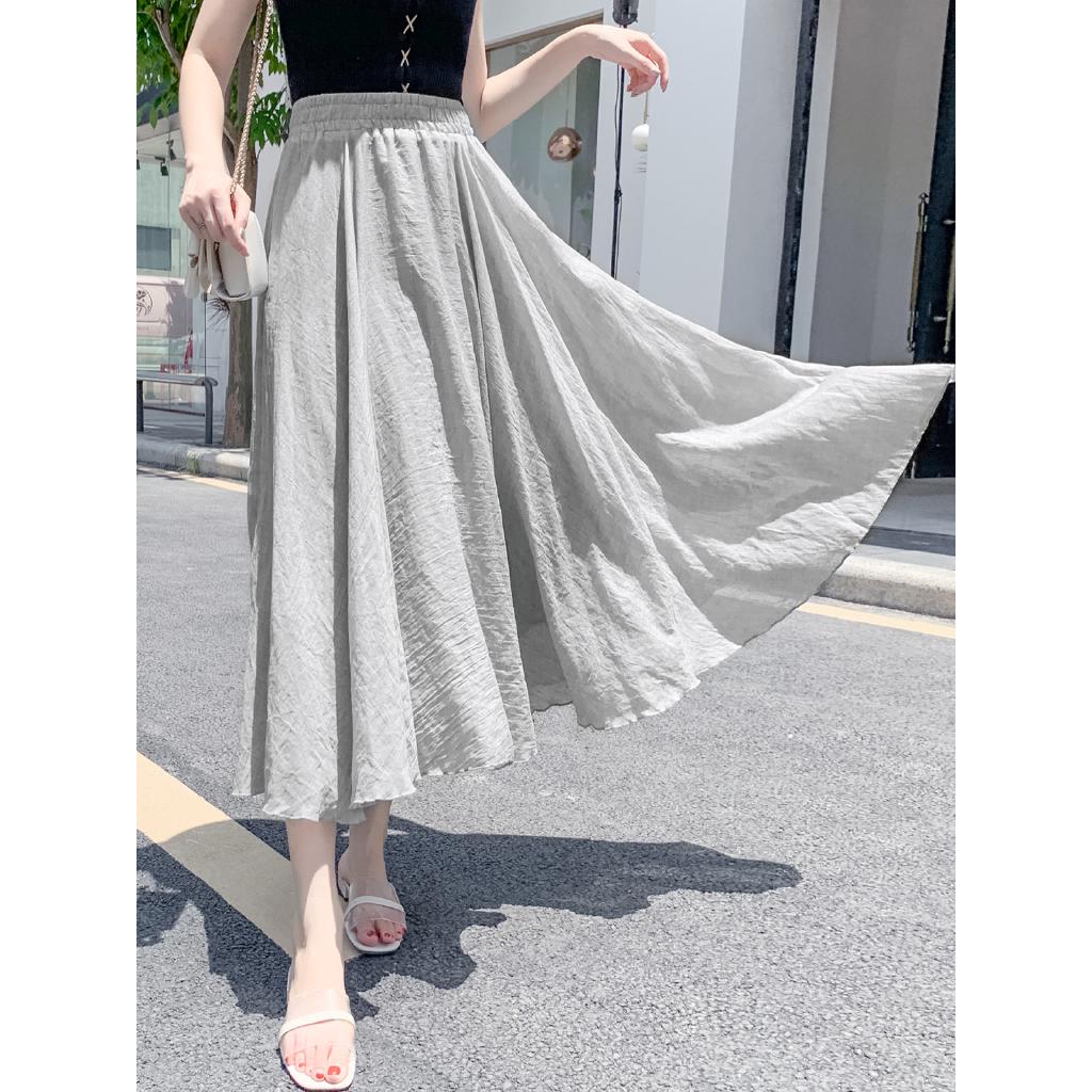 Rok Bahan Katun Linen Warna Polos untuk Musim Panas Rok Bahan Katun Linen Warna Polos untuk Musim Panas