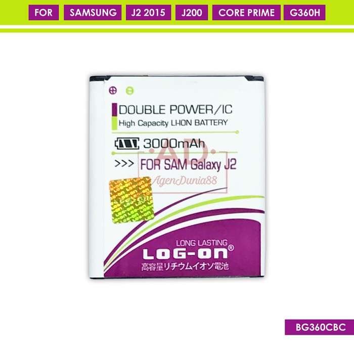DISKON BATERAI SAMSUNG J2 2015 / J200 / CORE PRIME / G360H - LOG ON ORIGINAL