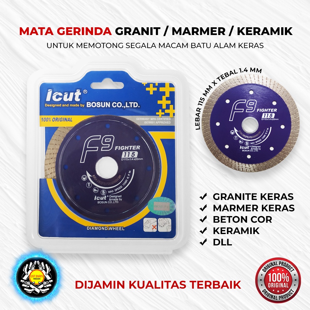 MATA GERINDA POTONG MARMER GRANIT ALAM KERAS PALING AWET F9 FIGHTER 115 ICUT BOSUN ASLI ORIGINAL DIA