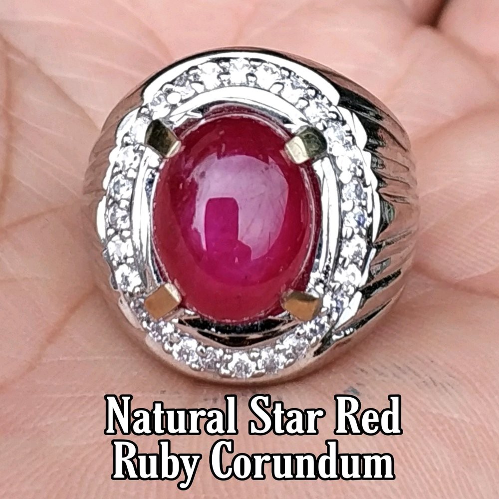 CINCIN BATU AKIK PERMATA NATURAL STAR RED RUBY BLOOD PIGEON CORUNDUM