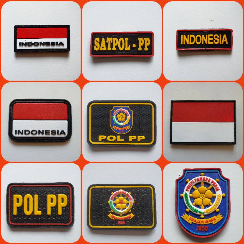 patch rubber pol pp/satpol pp/rubber patch logo pol pp/karet velcro