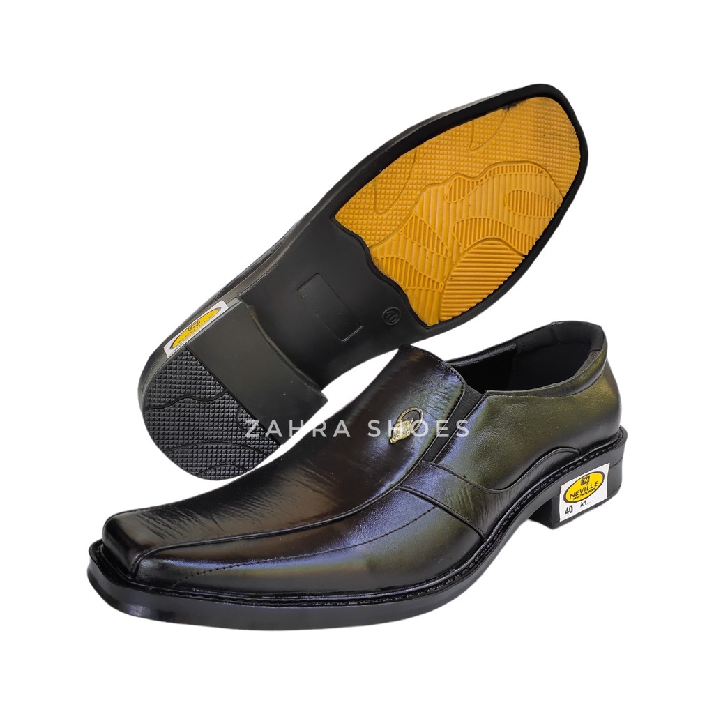Sepatu pantofel pria formal kulit asli kerja kantoran resmi neville hitam coklat stylish murah terba