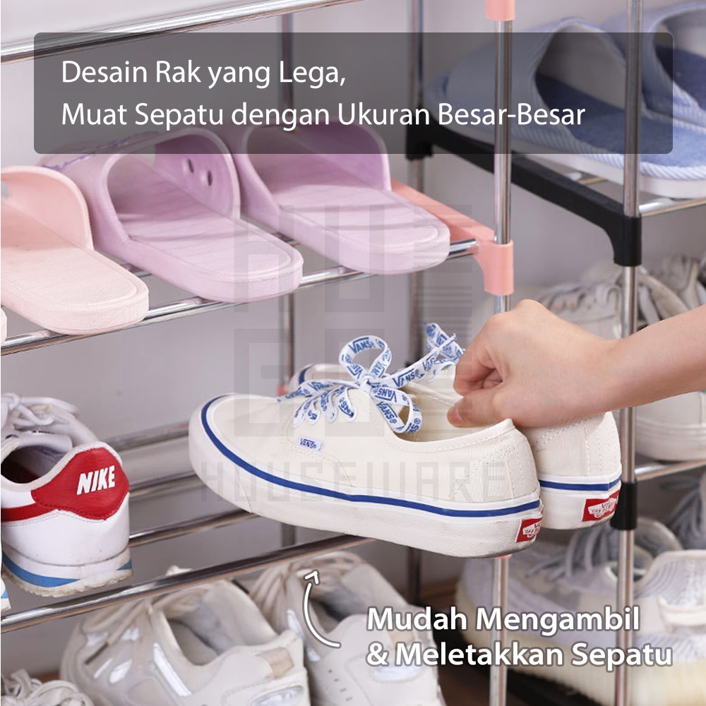 HUGO Rak Sepatu Sandal Minimalis 5 Susun Serbaguna Stainless Steel