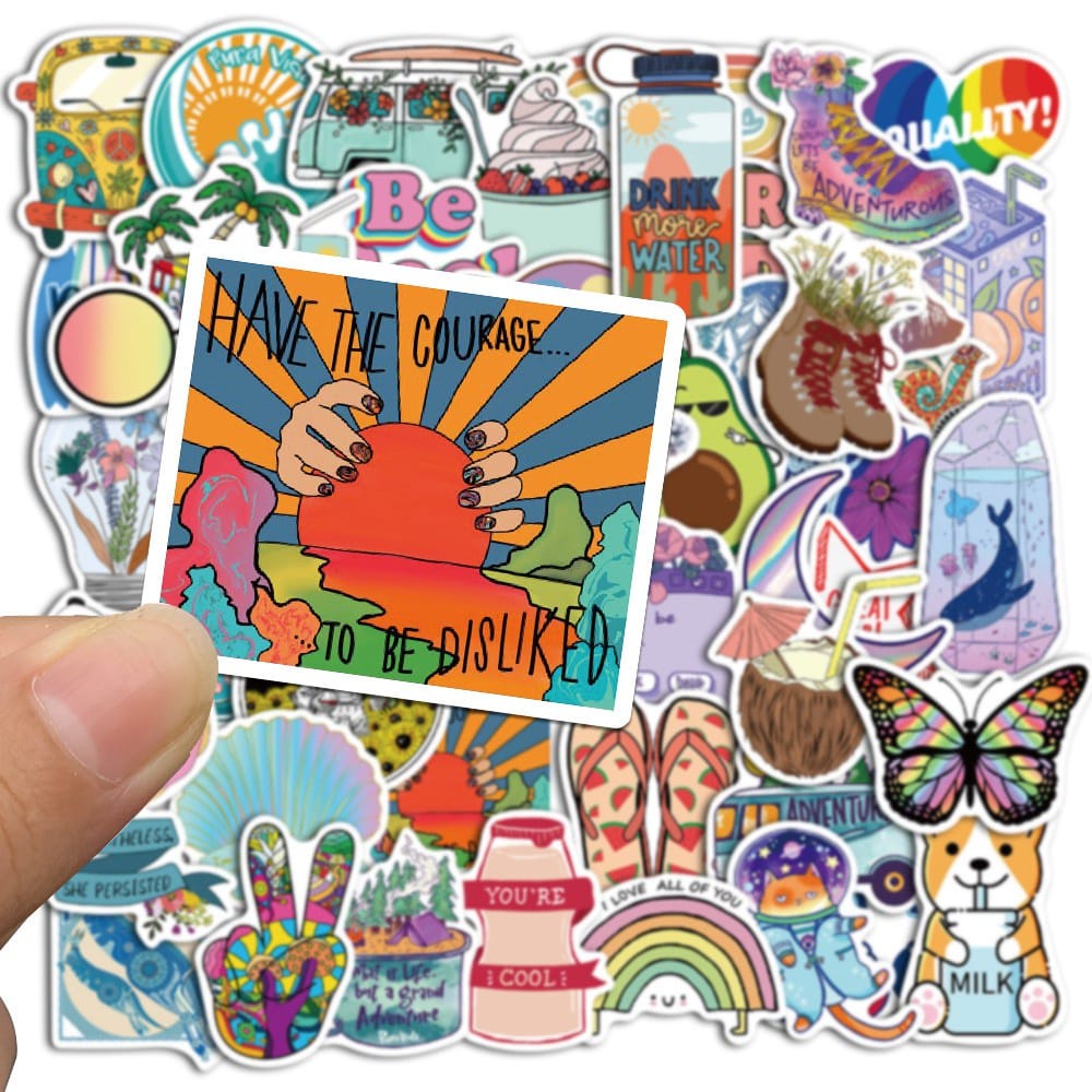 

Stiker Vintage Gambar Desain 50 pcs Anti Air Tumbler Srapbook helm Laptop HP