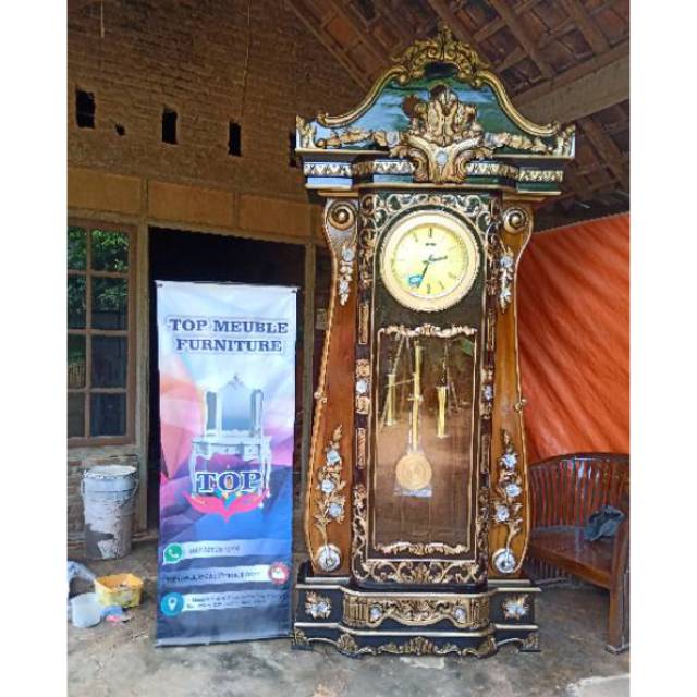 Lemari jam hias jati bagong