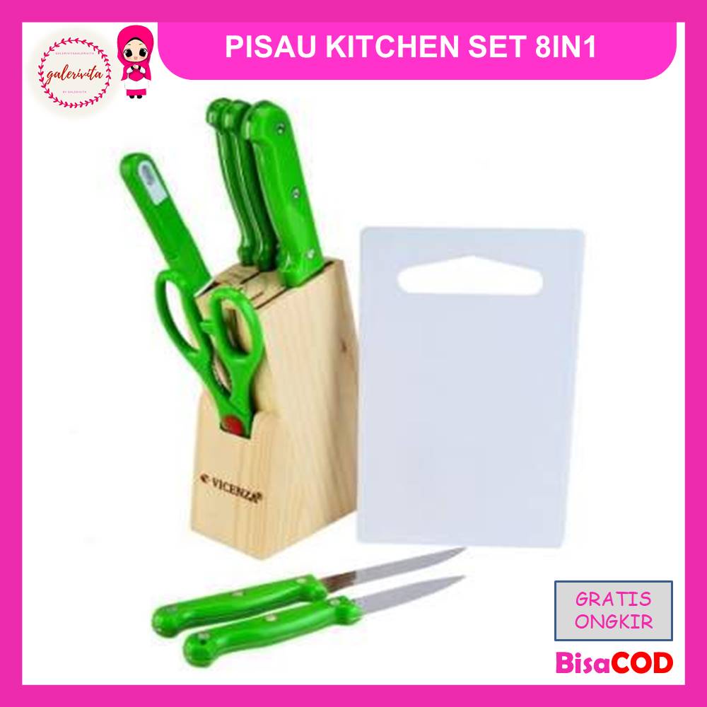 Pisau Set Kitchen 8 In1 / Set Pisau Dapur Stainless Steel