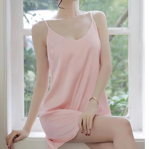 Basic Dress Satin Mini Lingerie Dress Tidur Wanita 2010 (M/L/XL)