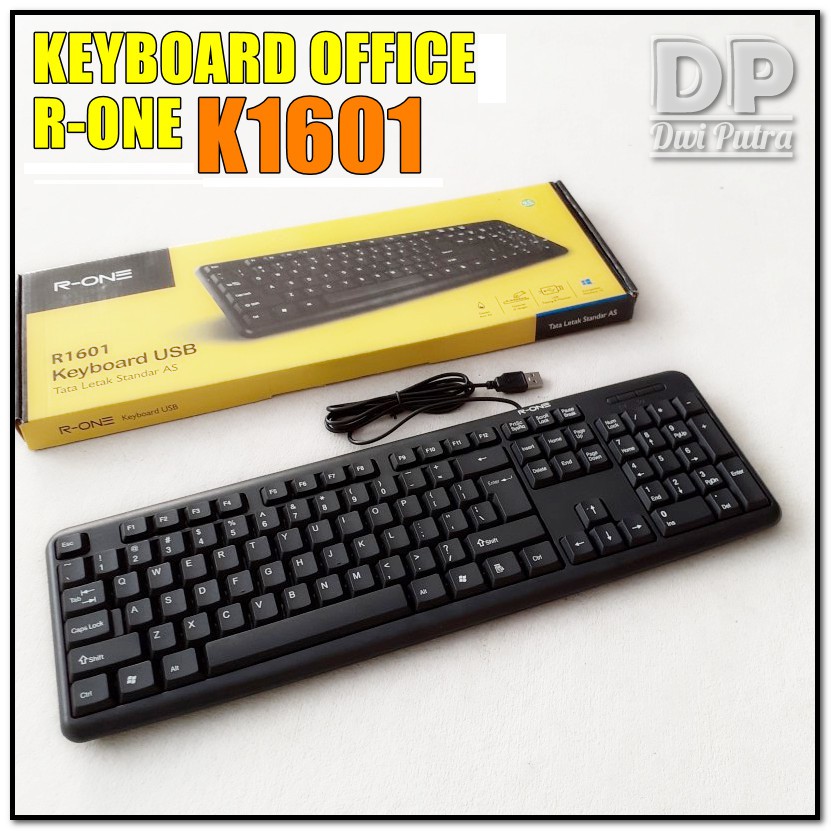 KEYBOARD R-ONE R1601 OFFICE // USB US LAYOUT KEYBORD KANTOR KANTORAN // R-1601 WATER SPILL HOLE