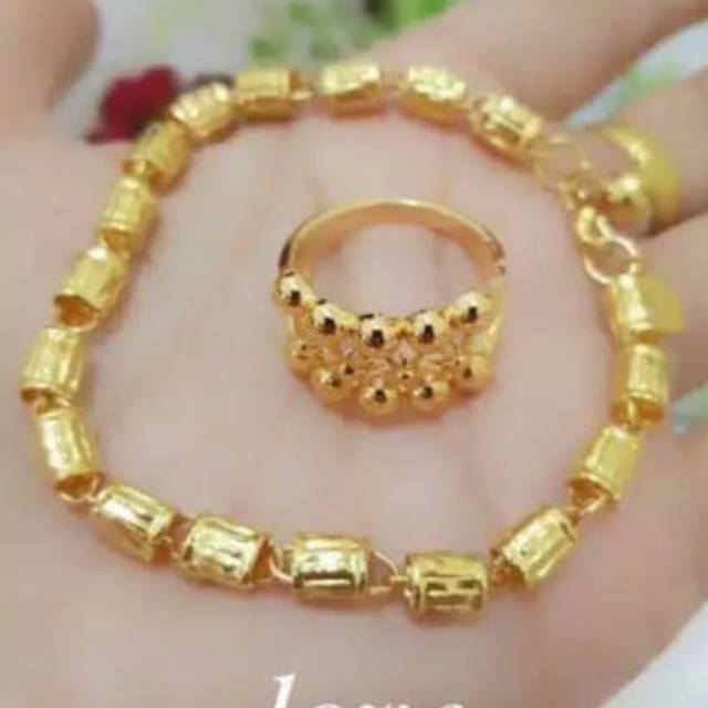 Xuping gelang dan cincin lapis emas 24k 2704h