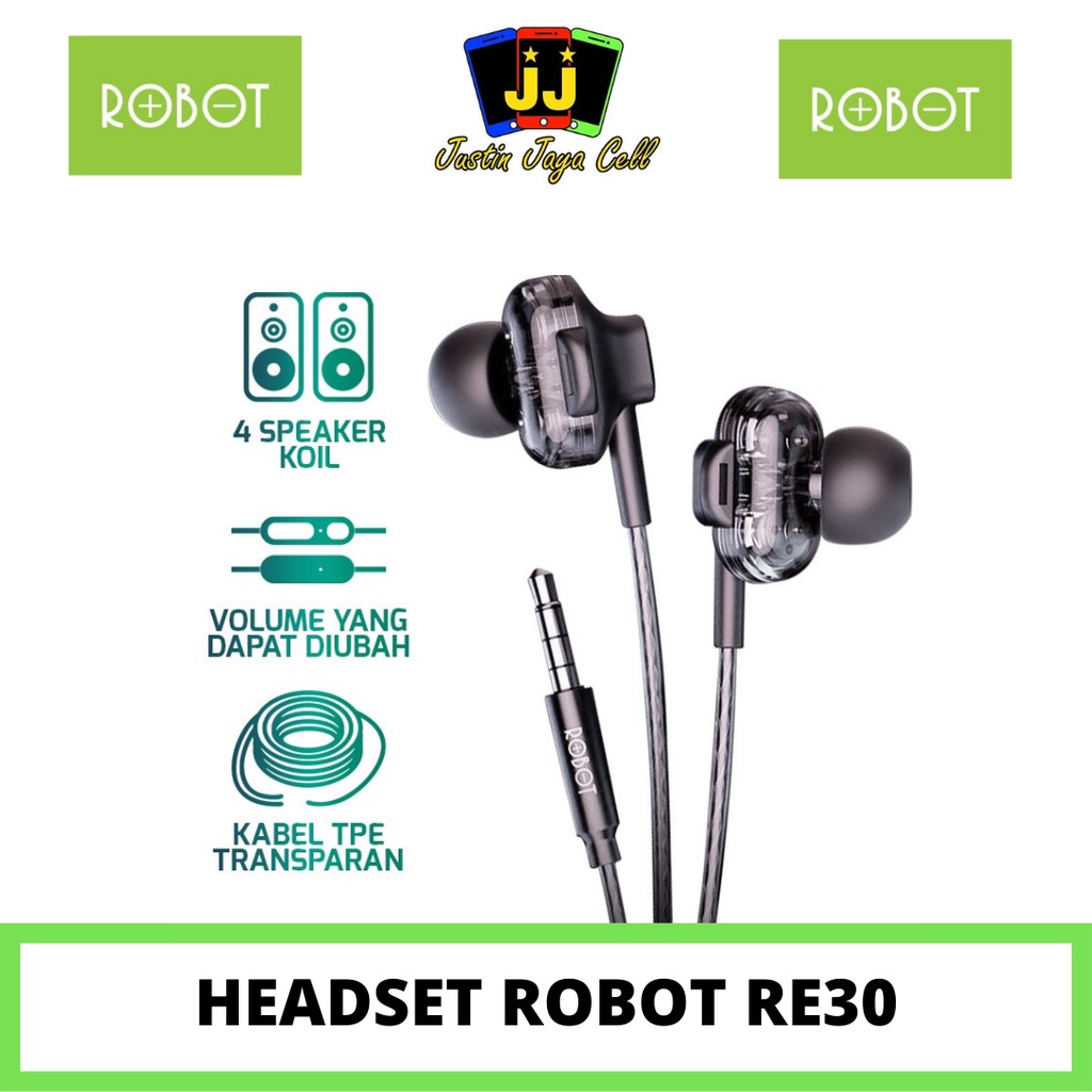 Headset Robot RE30 Wired Earphone Bass 4 Speaker