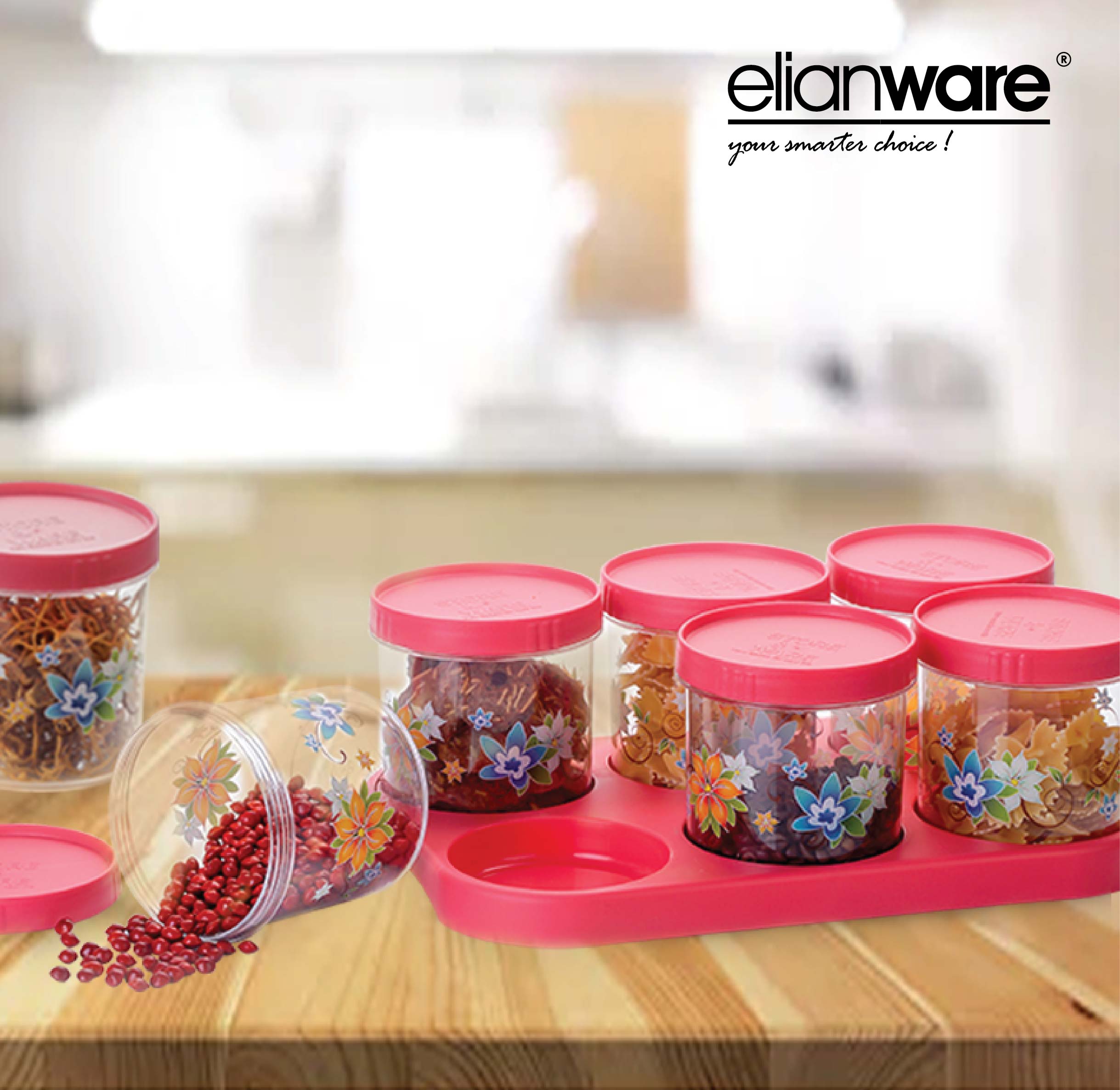 Elianware Toples Canister Set, Candy Tray, Organiser (6Pcs/Pack) BPA Free