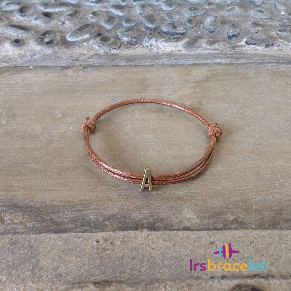 Gelang inisial / gelang nama coklat (A ---> T)