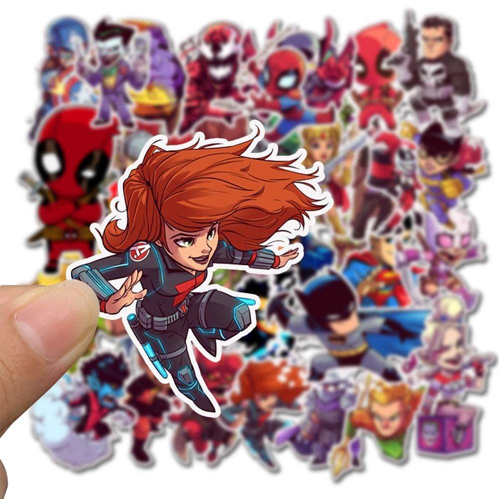 Agustina Avengers Stiker Spider Man PVC 50pcs/pack Scrapbooking Gitar Koper Graffiti Stiker Untuk Laptop Bagasi Fans Koleksi Hadiah Anime Stiker