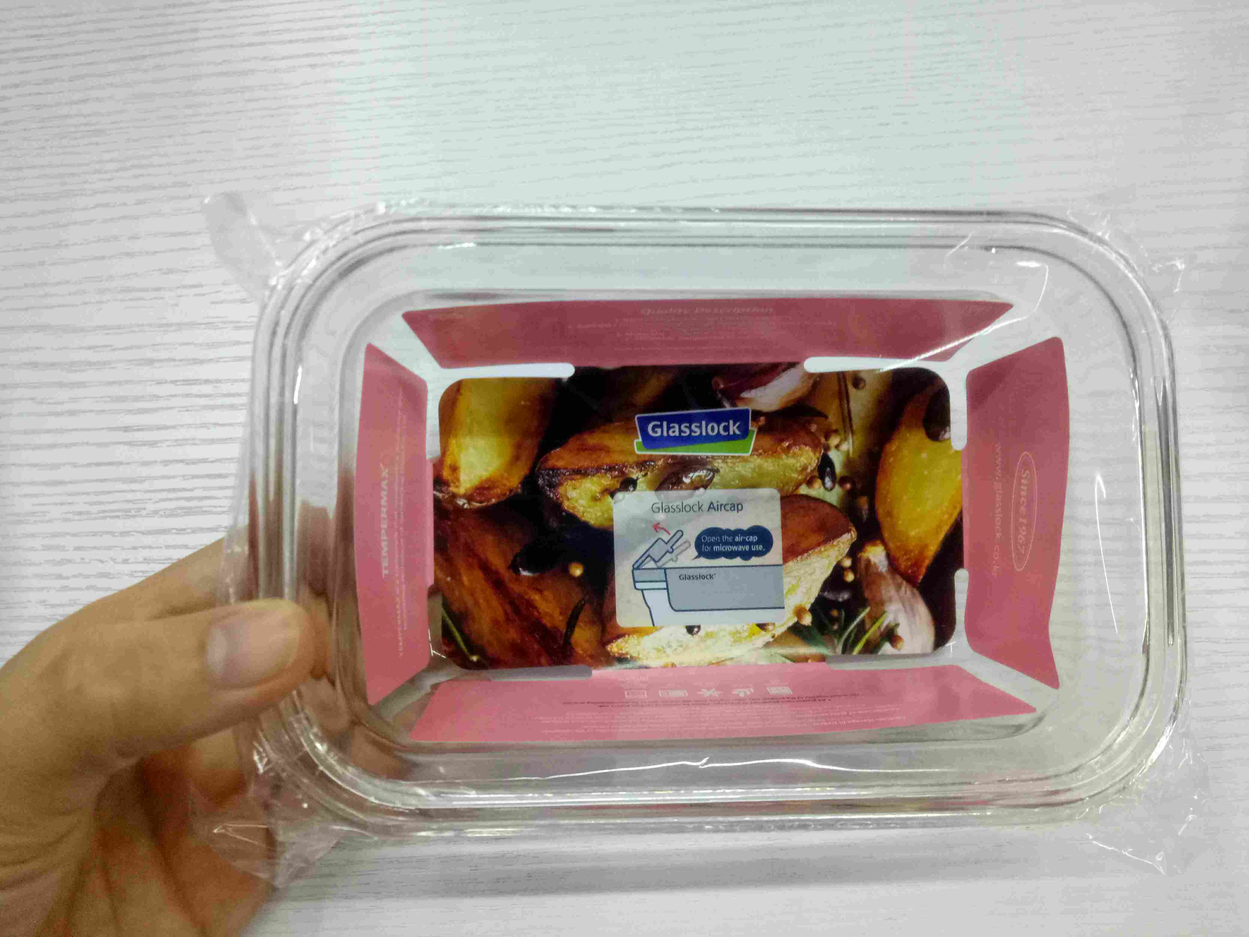 Tempat Makan 480 Ml Glasslock Oven Safe Wadah Makanan Aircap Lunch Box - Oranye