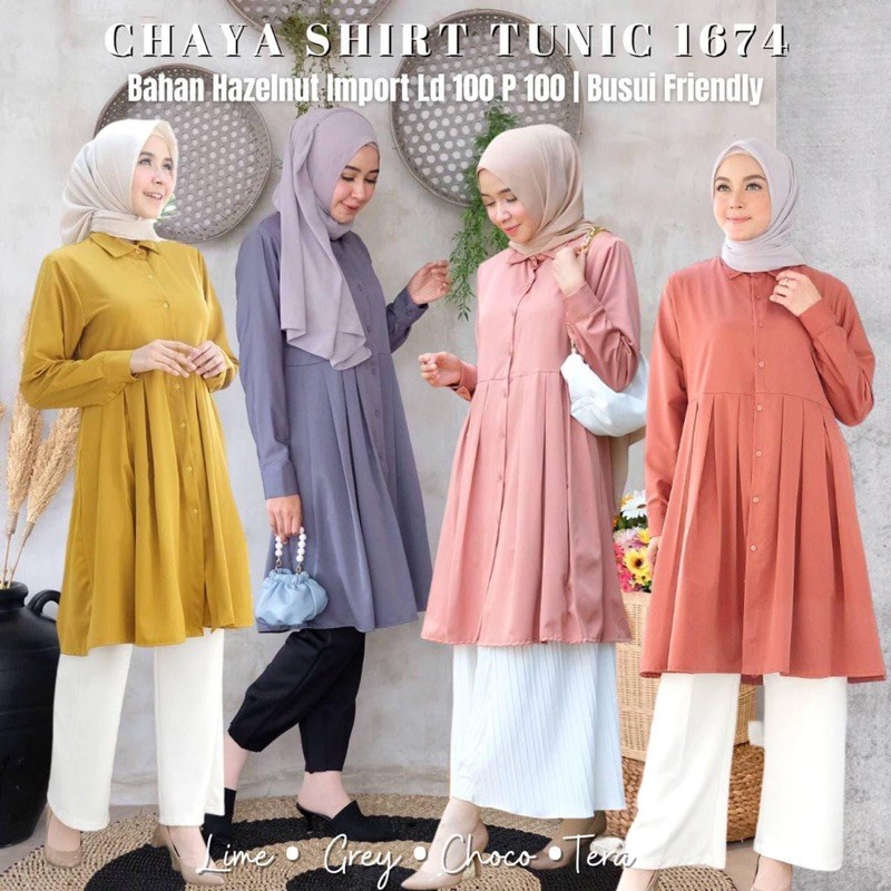 [REAL PICTURE] CHAYA SHIRT TUNIK HAZELNUT IMPORT TANAH ABANG PGMTA METRO GROSIR SUPPLIER KONVEKSI JU