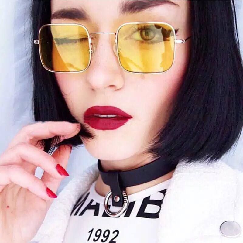 (COD) Kacamata Hitam Punk Vintage Glassess Kacamata Kotak Korean Fashion MALL SHOPPING