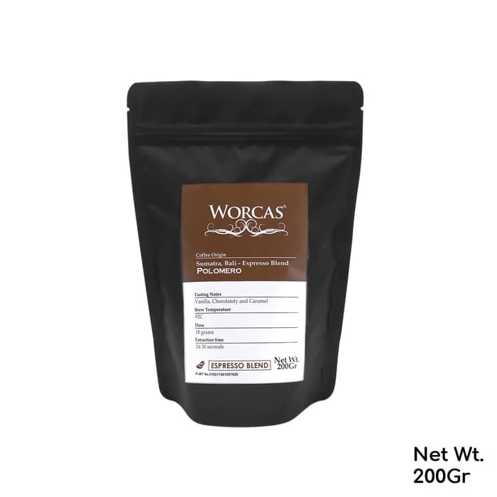

Kopi Polomero Espresso Blend 200 Gram (Biji/Bubuk) | Worcas Coffee - kkp336