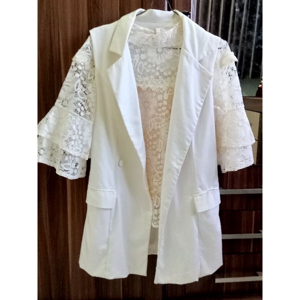 like new top wanita brokat lengan cantik & outer blazer  CHOCOCHIPC