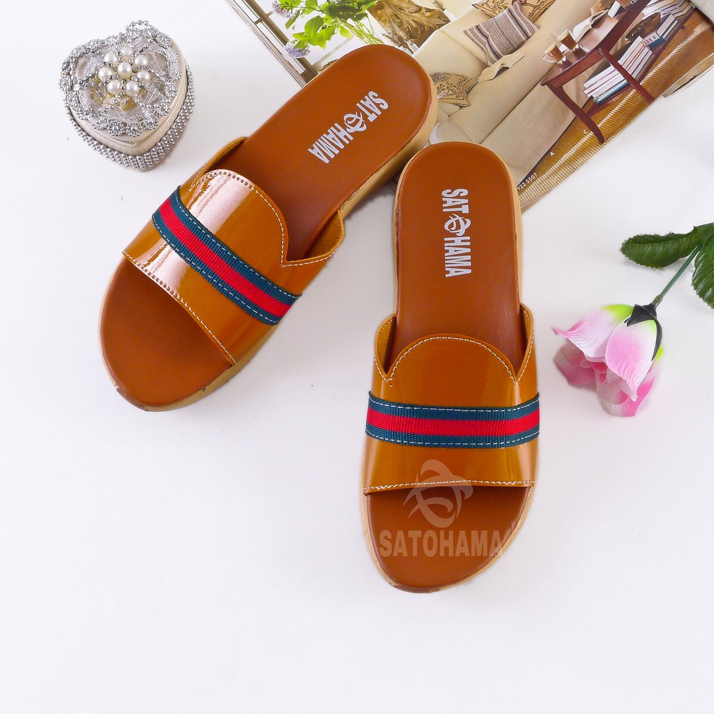 Satohama Sandal Kokop Wanita Sol Karet Sandal Sandal Terbaru Sandal Terlaris Sandal Garis Murah