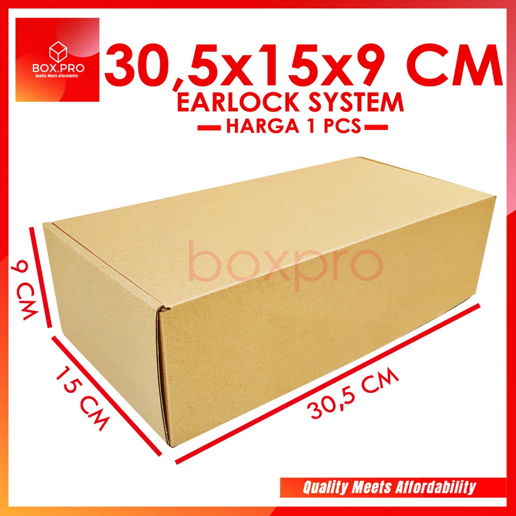 

Kardus Dus uk 30,5x15x9 cm (ECER) Die Cut Box Kotak Packing Aksesoris Baju Kue Hijab EARLOCK FULL