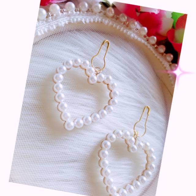 A178 Anting hijab love pearl