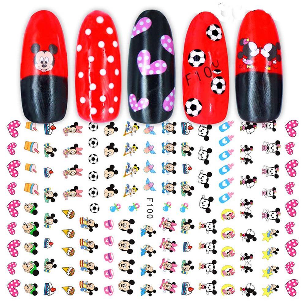 AUGUSTINA Agustina Kartun Stiker Kuku Lucu DIY Manicure Minnie Transfer Decals Mickey Mouse Nail Art Dekorasi