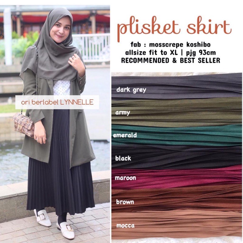 PLISKET SKIRT by lynelle : rok skirt wanita pkisket berkualitas jersey halus nyaman hijabers sungkar
