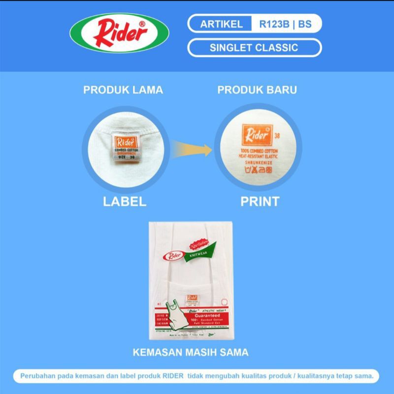 RIDER ORIGINAL |  RIDER Singlet rider / kaos dalam pria / singlet laki-laki / kaos kutang
