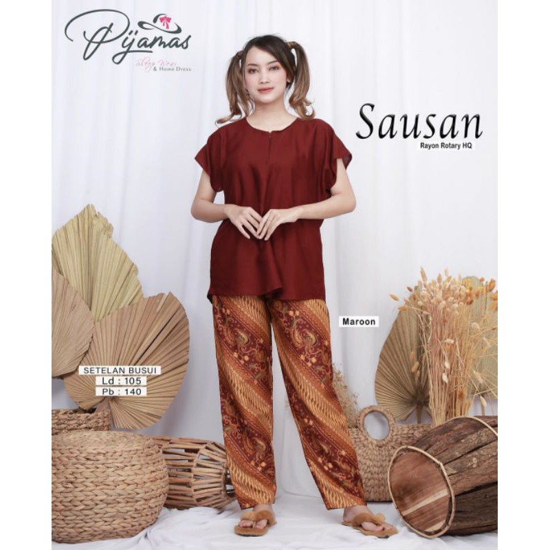 (PREMIUM) SAUSAN SET // SETELAN CELANA PANJANG // PIYAMA KATUN RAYON
