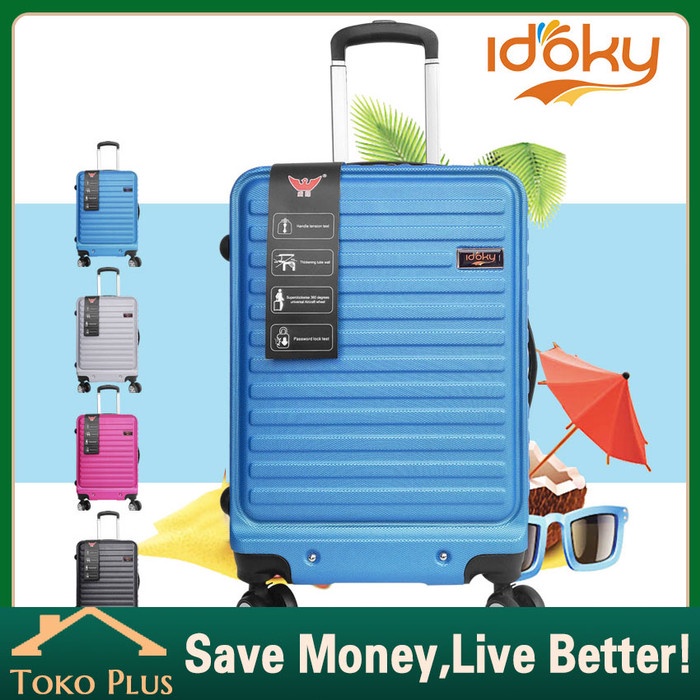 PROMO TAS WANITA Idoky 17 20 24 inch koper wanita tas koper mini cabin size travel bag - Biru, 17inc