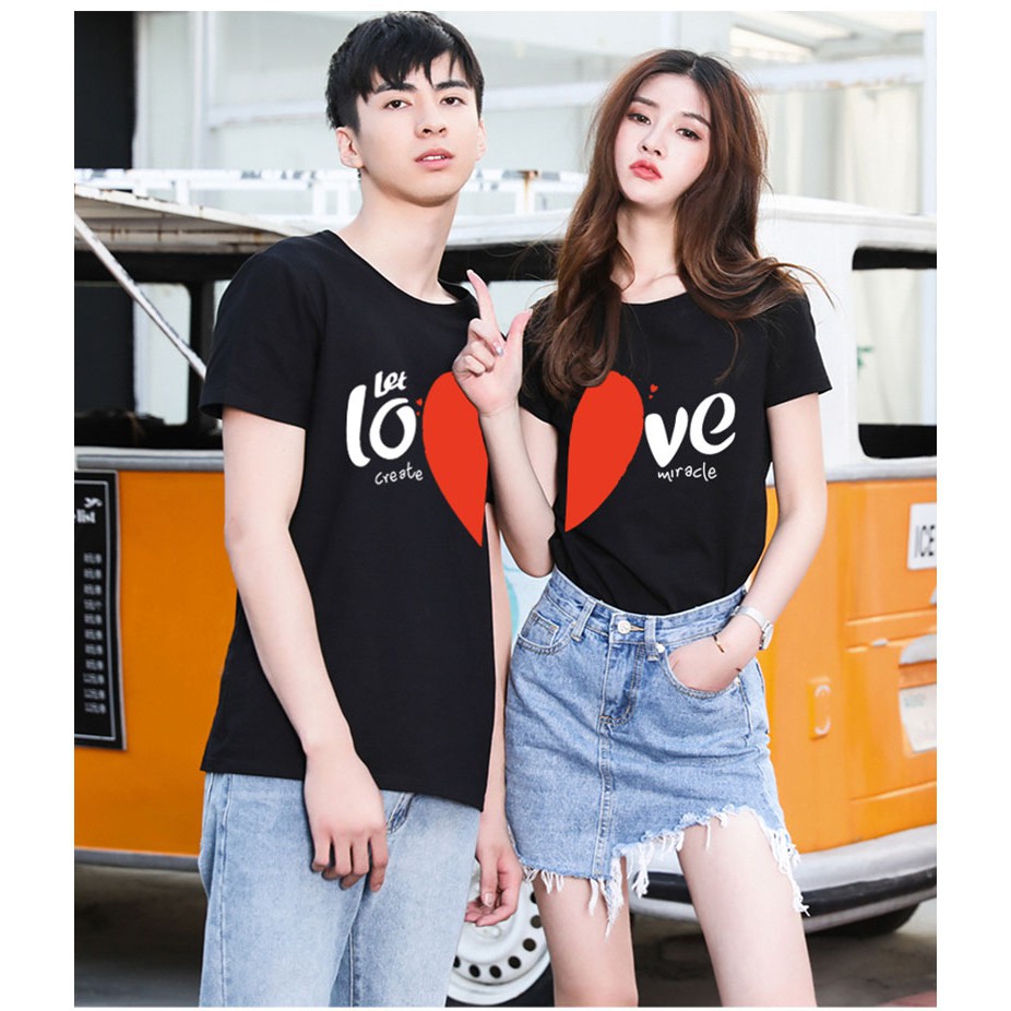 kaos couple bestseller baju kapelan sama pasangan model terbaru LET LOVE