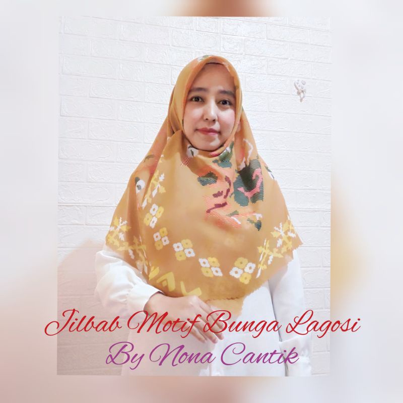 Jilbab Motif Bunga Lagosi by Nona Cantik Malebbi