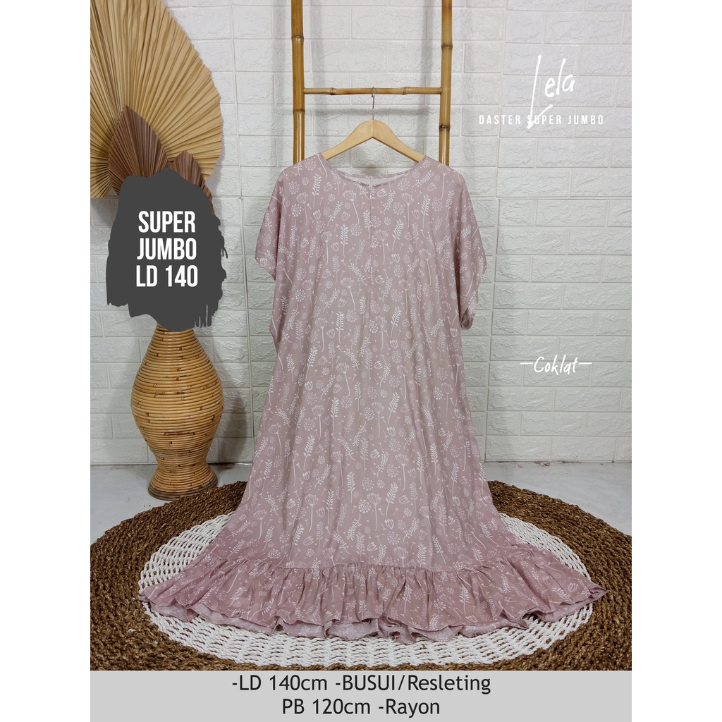 LD 140cm Daster Super Jumbo (42 Motif) (Part 2) dan  Daster Kaftan Viral LD 150cm Ruffle Big Size-Lela Coklat
