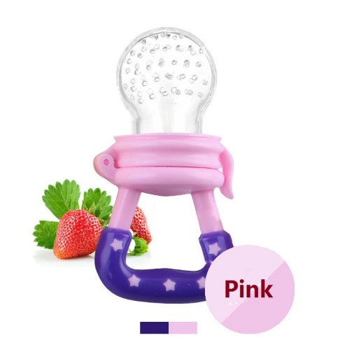 HK Empeng Buah / sayuran bayi lucu / dot bayi / baby fruit and food feeder-Merah Muda