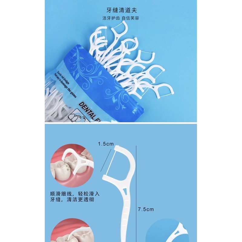 100pcs /50pcs set Dental Floss Benang Tusuk Gigi isi Flosser Teeth Toothpick stick MK