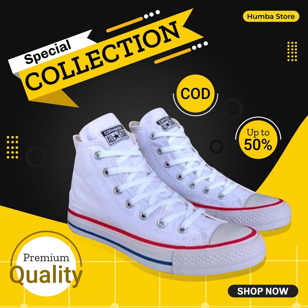 Sepatu CONVERSE ALL STAR CLASSIC HIGH PUTIH POLOS Pria Wanita Sepatu Sekolah Sepatu Convers