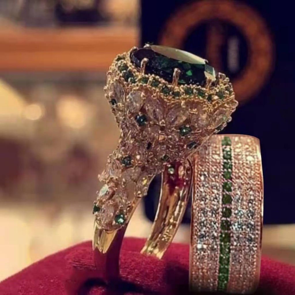 Cincin Lapis Emas Hias Berlian Gaya Korea Untuk Wanita