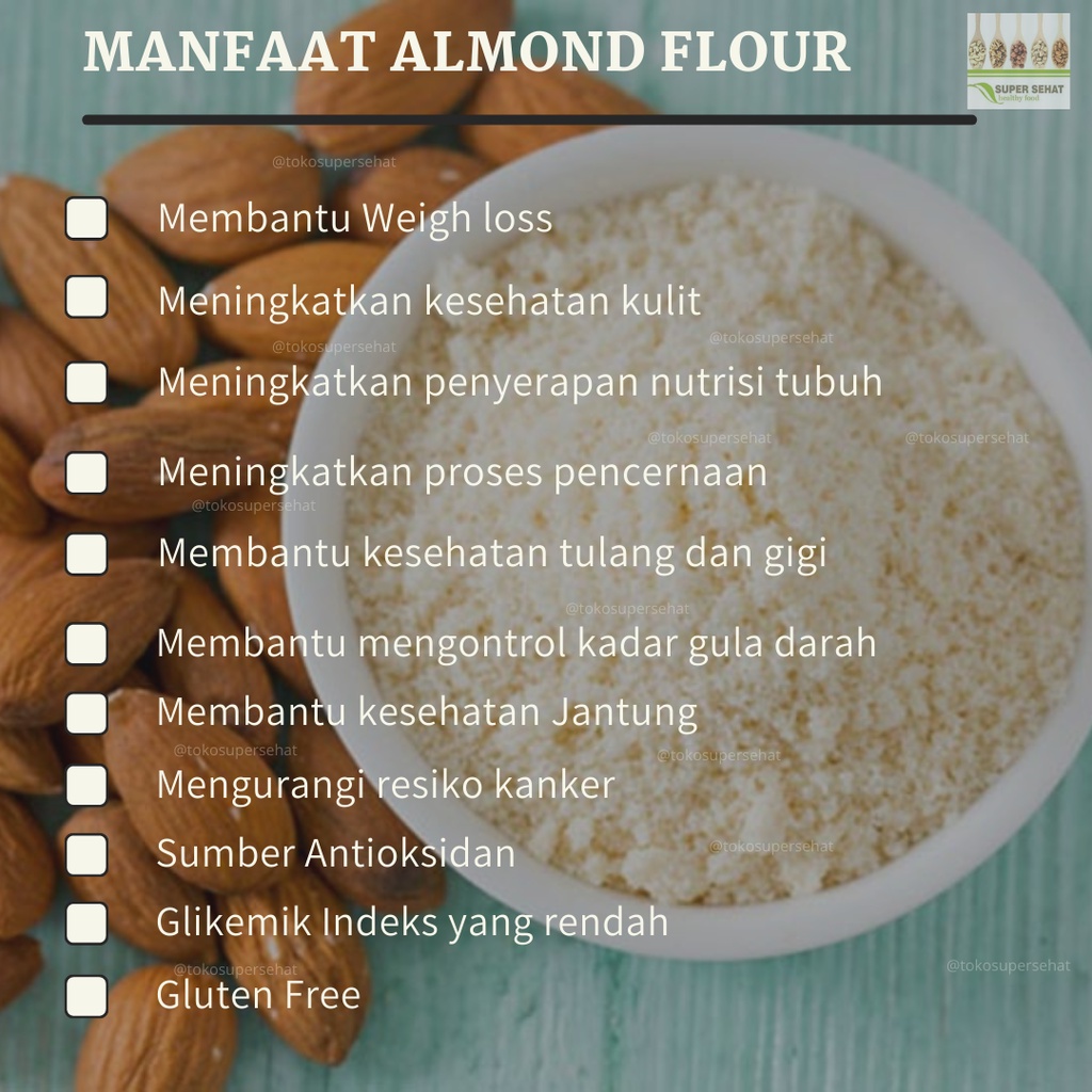

ALMOND GROUND 100GR ALMOND POWDER 100GR ALMOND FLOUR 100GR TEPUNG ALMOND 100GR BUBUK ALMOND 100GR GLUTEN FREE ORGANIK